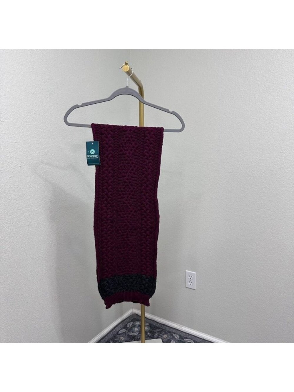 Shannon Irish Design Store Cable Knit Winter Scarf 100% Merino Wool Womens NEW